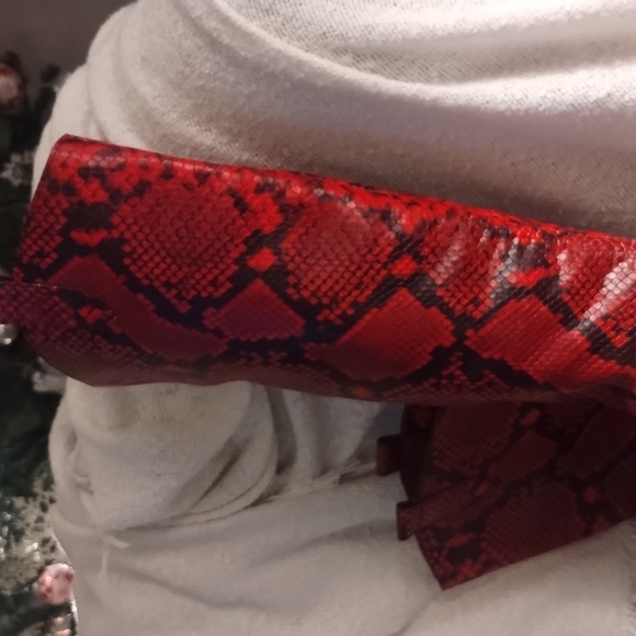 Vince Camuto Red Snakeskin Knee High Pointed Toe Boots - Picture 8 of 9